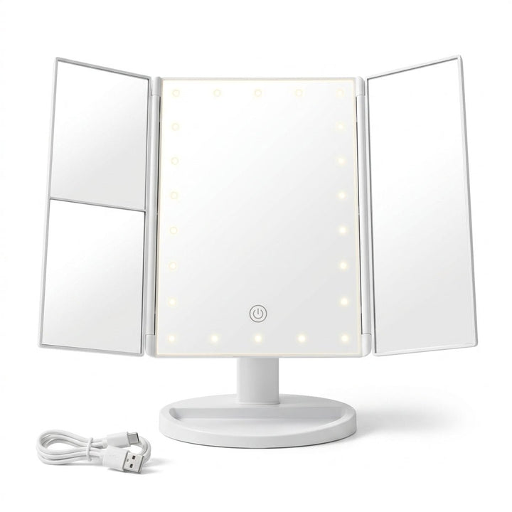 Ladattava meikkipeili LED-valolla ja 5x suurennuksella - AVABeauty.fi